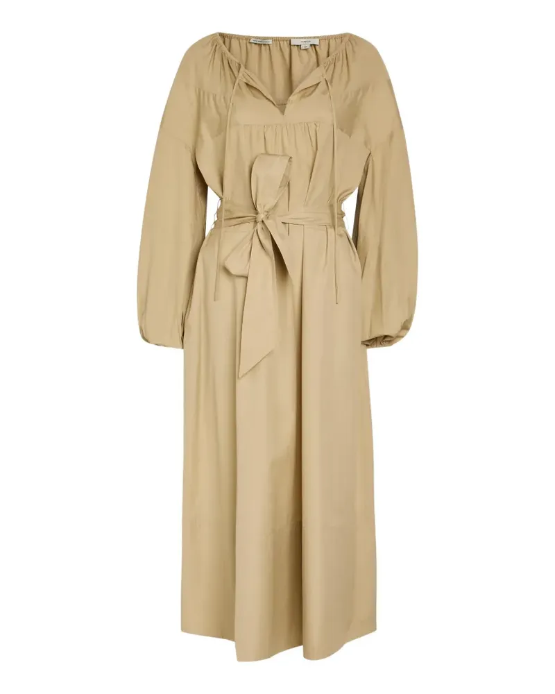 Vince belted puff-sleeve midi dress - Nude Nude