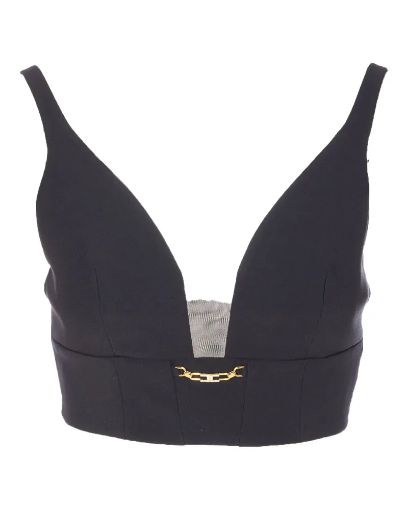 Elisabetta Franchi V-Ausschnitt-Top mit Kettendetail - Schwarz Schwarz