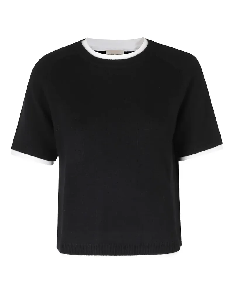 Semicouture Kurzärmeliger Pullover im Layering-Look - Schwarz Schwarz