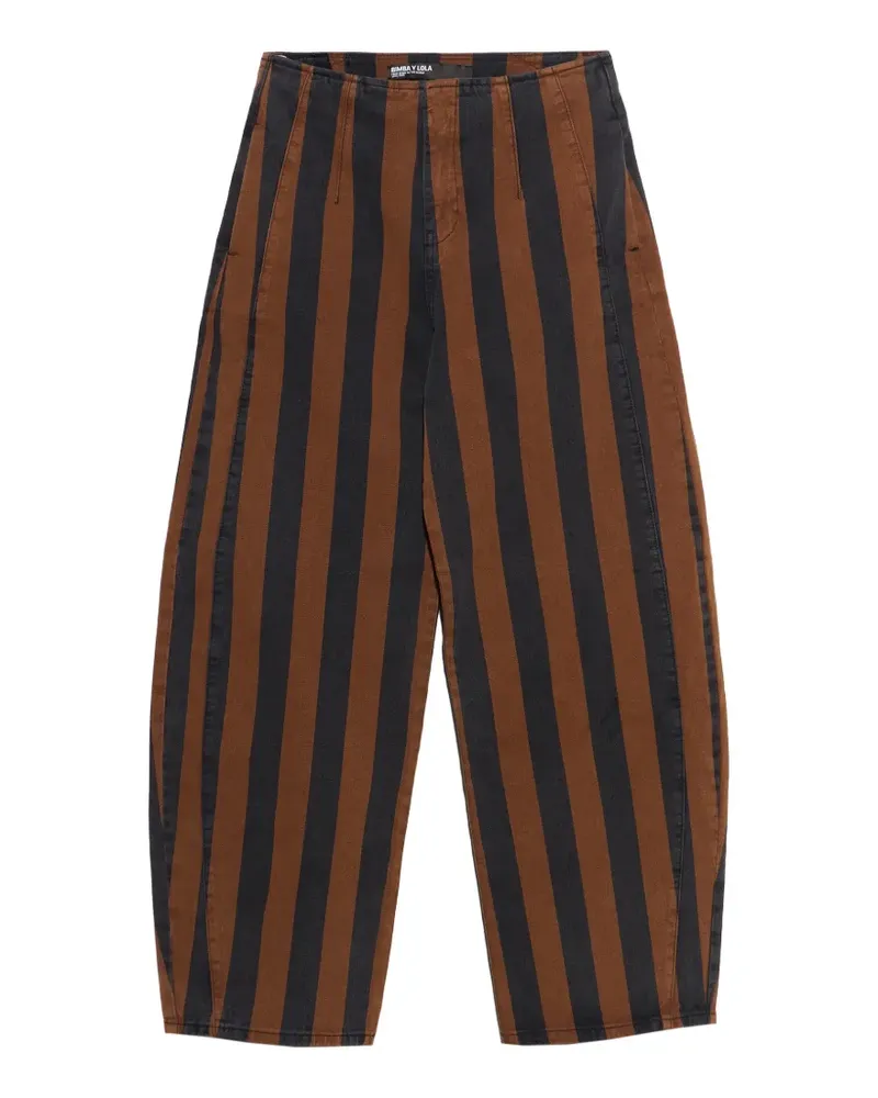 BIMBA Y LOLA Gestreifte Barrel-Jeans mit Schnalle - Braun Braun