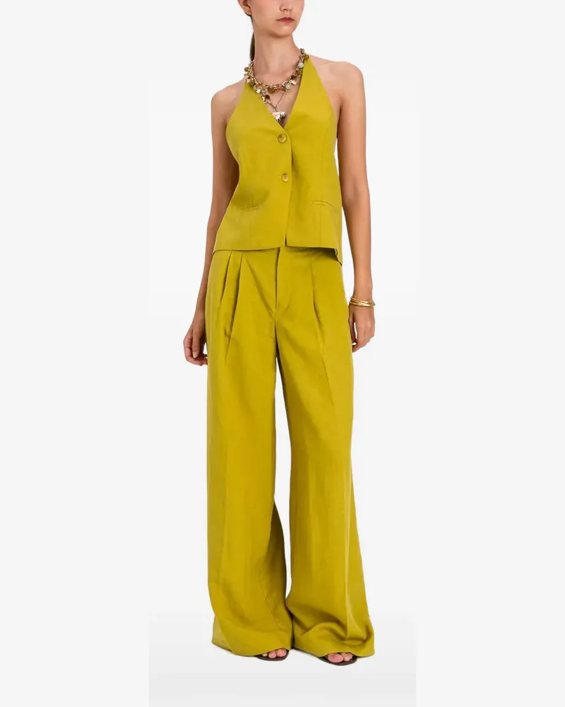 Twin-Set linen-blend halter waistcoat - Gelb Gelb