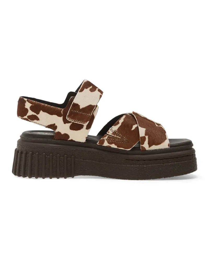 Clarks Evamar cow-print platform sandals - Braun Braun