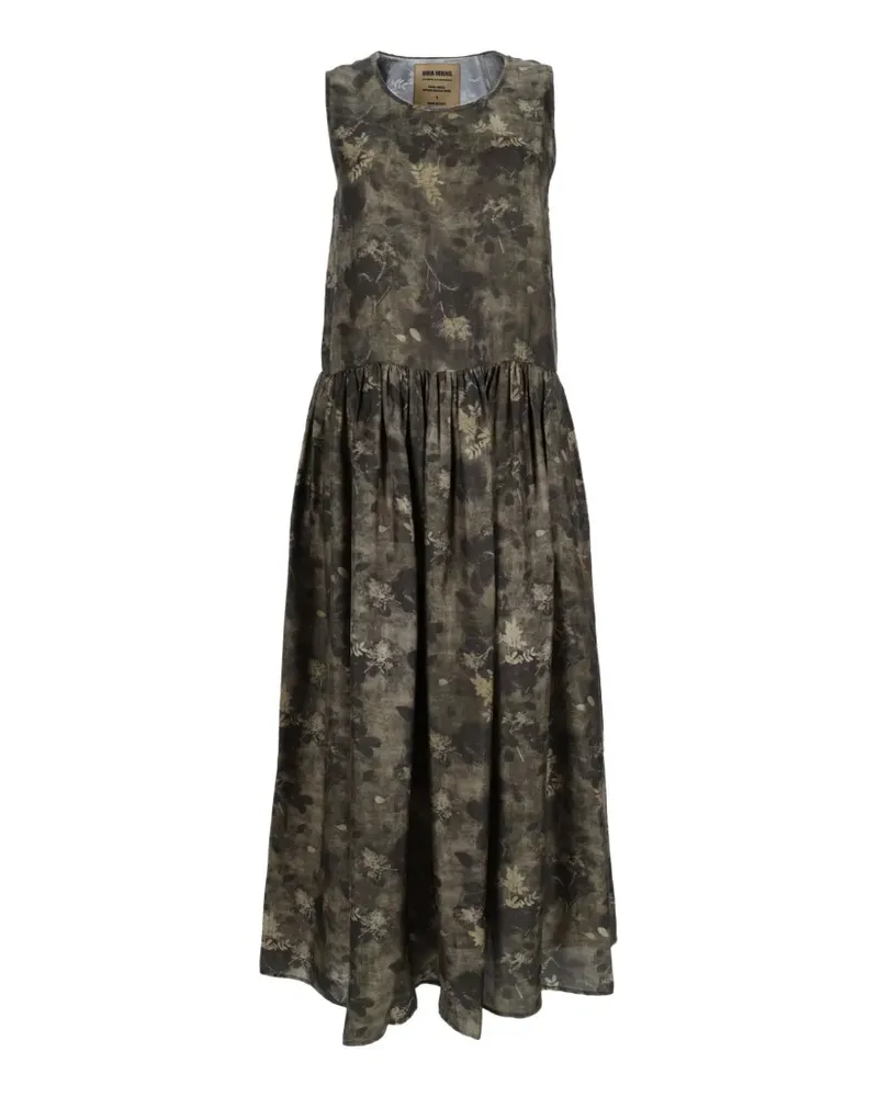 Uma Wang Ardal floral-print gathered maxi dress - Grün Grün