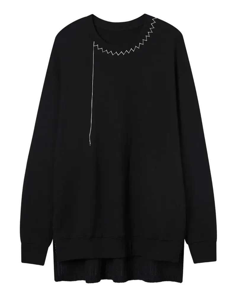 Yohji Yamamoto zigzag-topstitch sweatshirt - Schwarz Schwarz