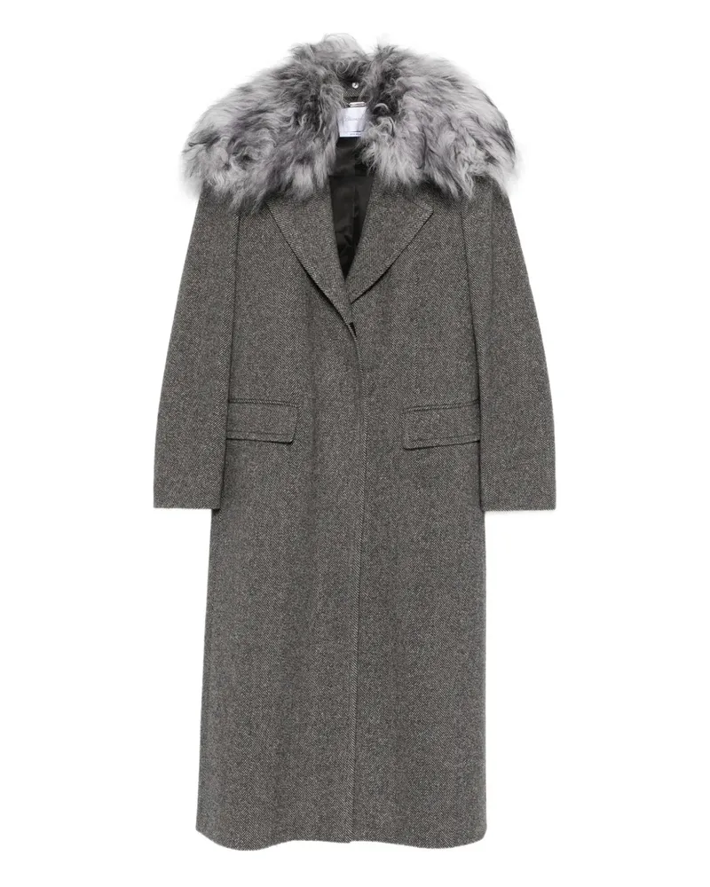 Blumarine Mantel mit Pelzkragen - Grau Grau