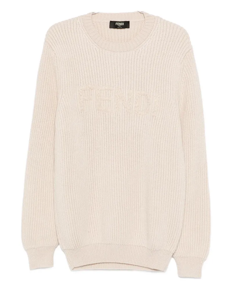 Fendi logo-embroidered sweater - Nude Nude