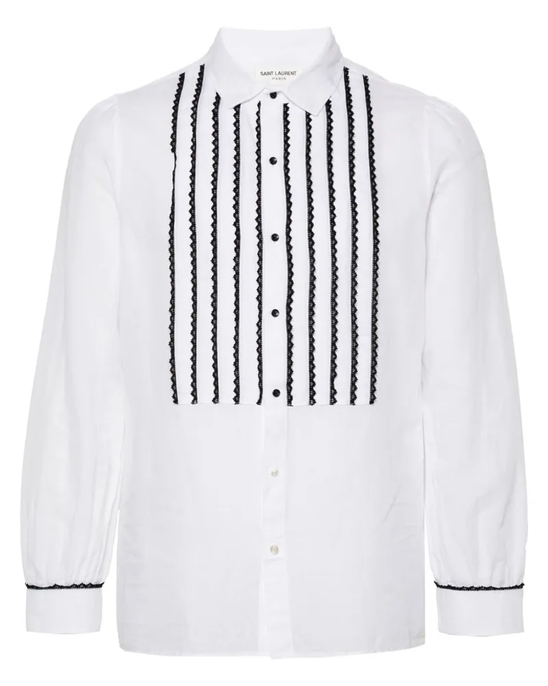 Saint Laurent Hemd mit Spitzendetail - Weiß Weiß