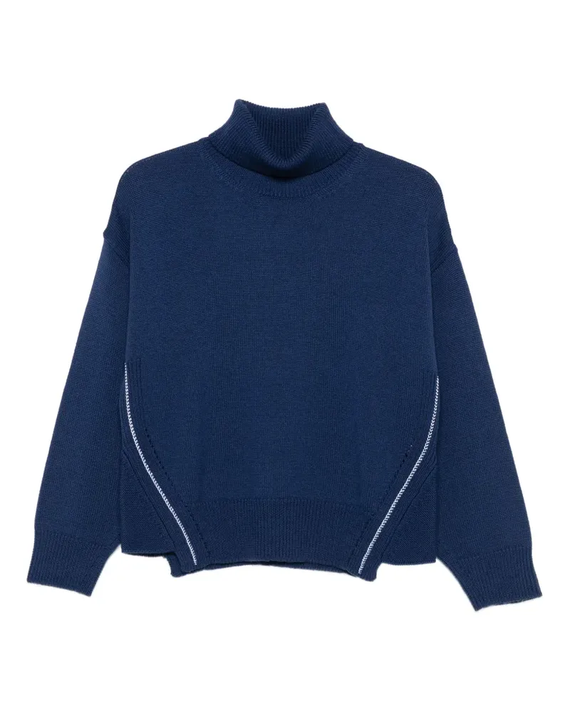 Alpha Studio contrast-stitching turtleneck sweater - Blau Blau