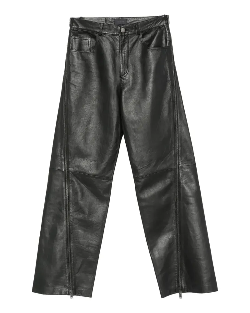 Haikure Lederhose mit Gürtelschlaufe - Schwarz Schwarz