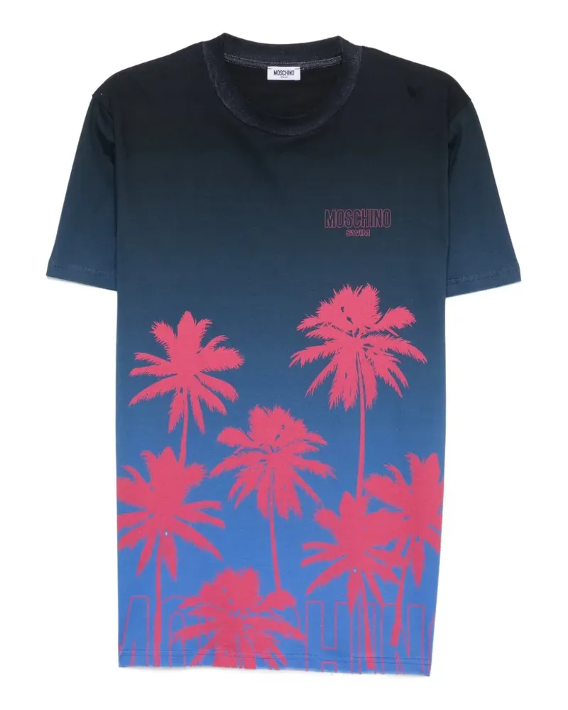 Moschino palm-tree-print ombré T-shirt - Blau Blau