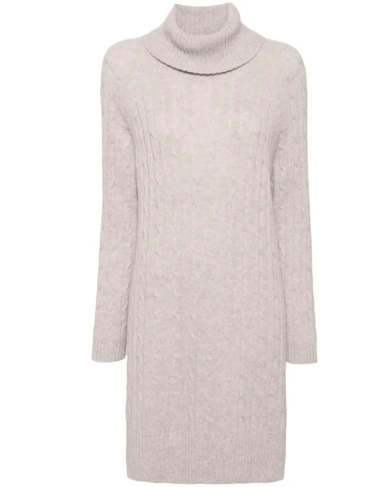 N.Peal Gestricktes Kleid mit Zopfmuster - Nude Nude