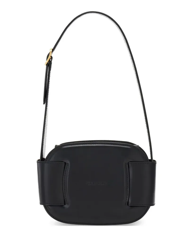Ferragamo embossed-logo contrast-stitch mini bag - Schwarz Schwarz