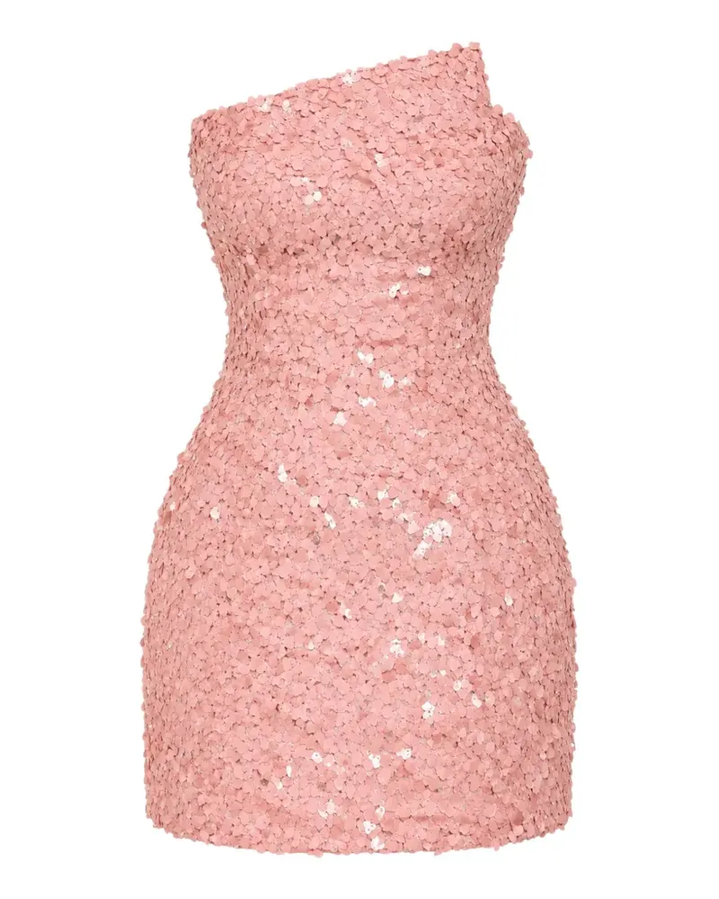 Rachel Gilbert Karter embellished asymmetric-neckline strapless A-line mini dress - Rosa Rosa
