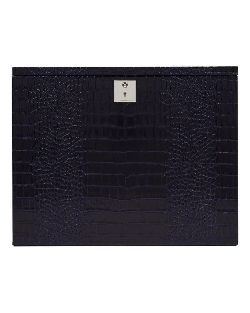 Smythson Mara crocodile-effect cocktail box set - Blau Blau