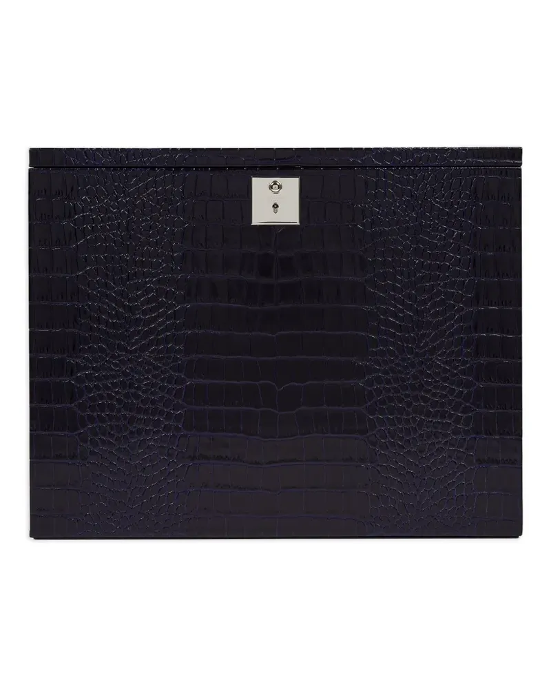 Smythson Mara Cocktailbox-Set mit Kroko-Effekt - Blau Blau