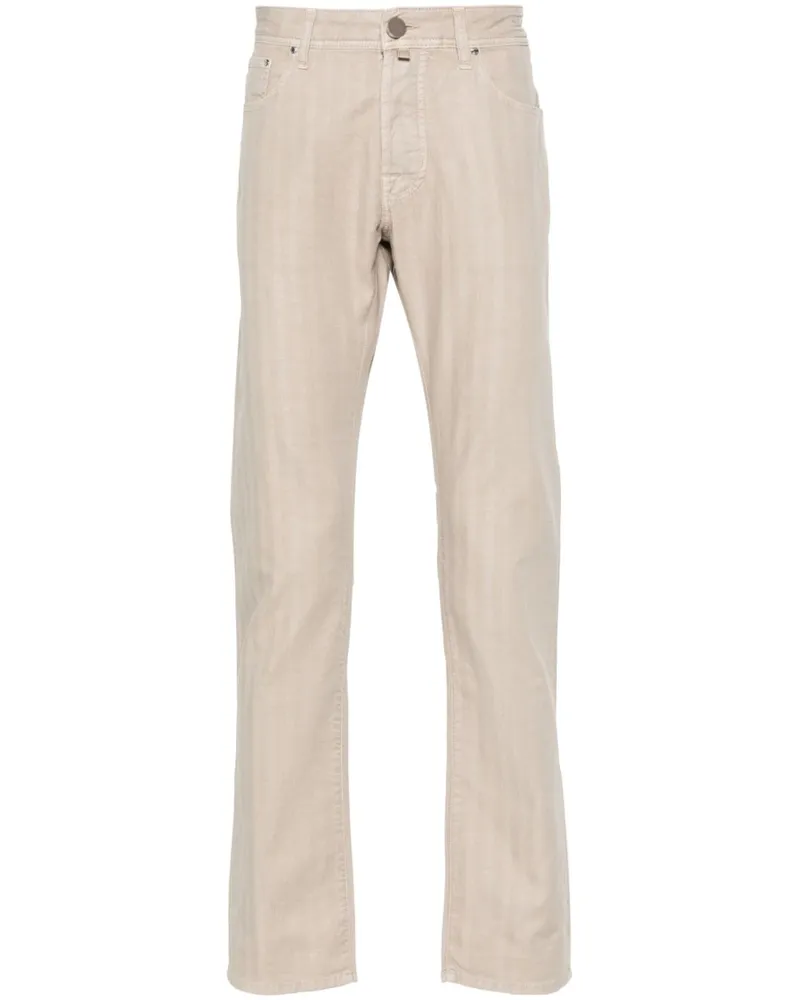 Jacob Cohën Fischgräten-Hose mit Tapered-Bein - Nude Nude