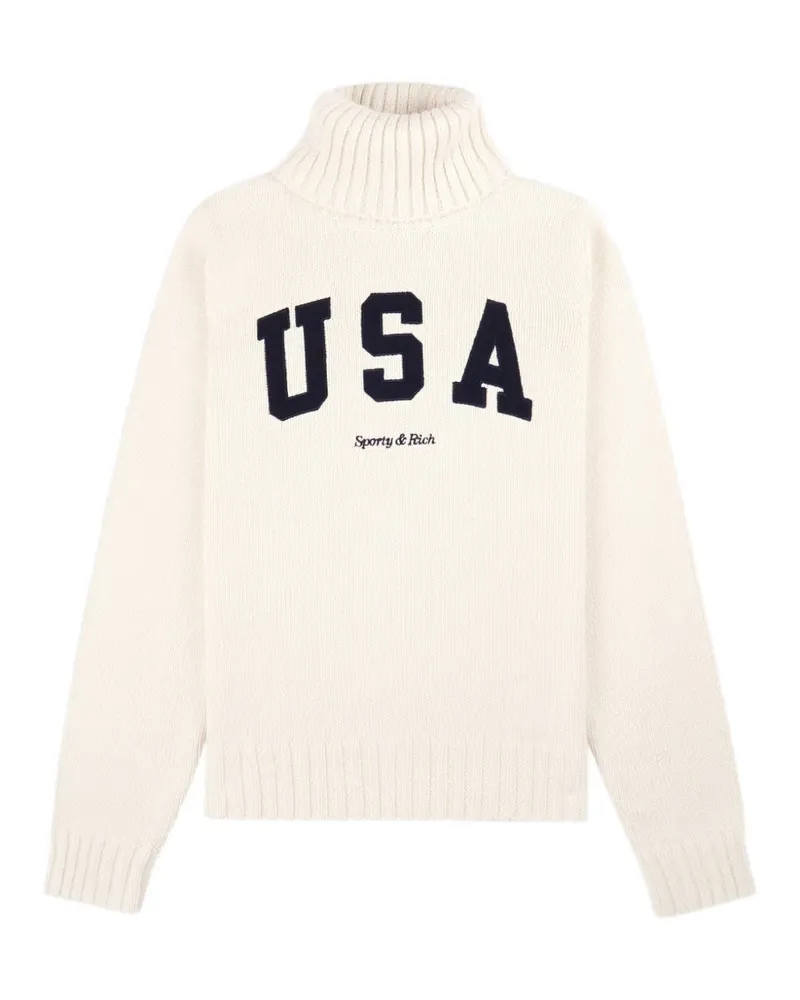 SPORTY & RICH Pullover mit Rollkragen - Nude Nude