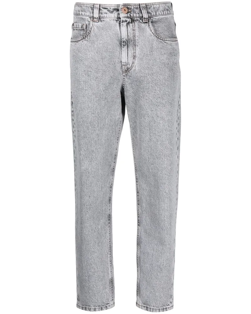 Brunello Cucinelli Hoch sitzende Tapered-Jeans - Grau Grau