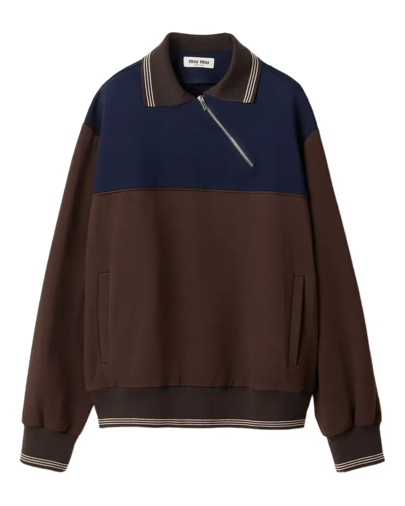 Miu Miu Sweatshirtjacke mit Polokragen - Braun Braun