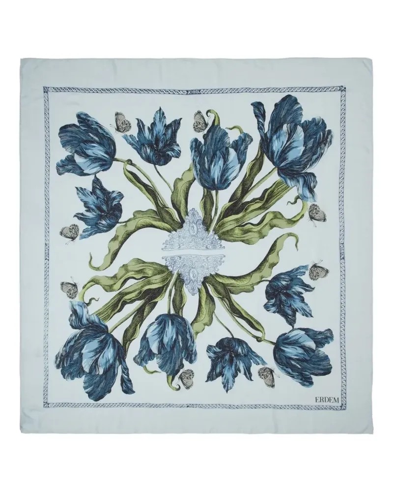 Erdem tulip-print scarf - Blau Blau
