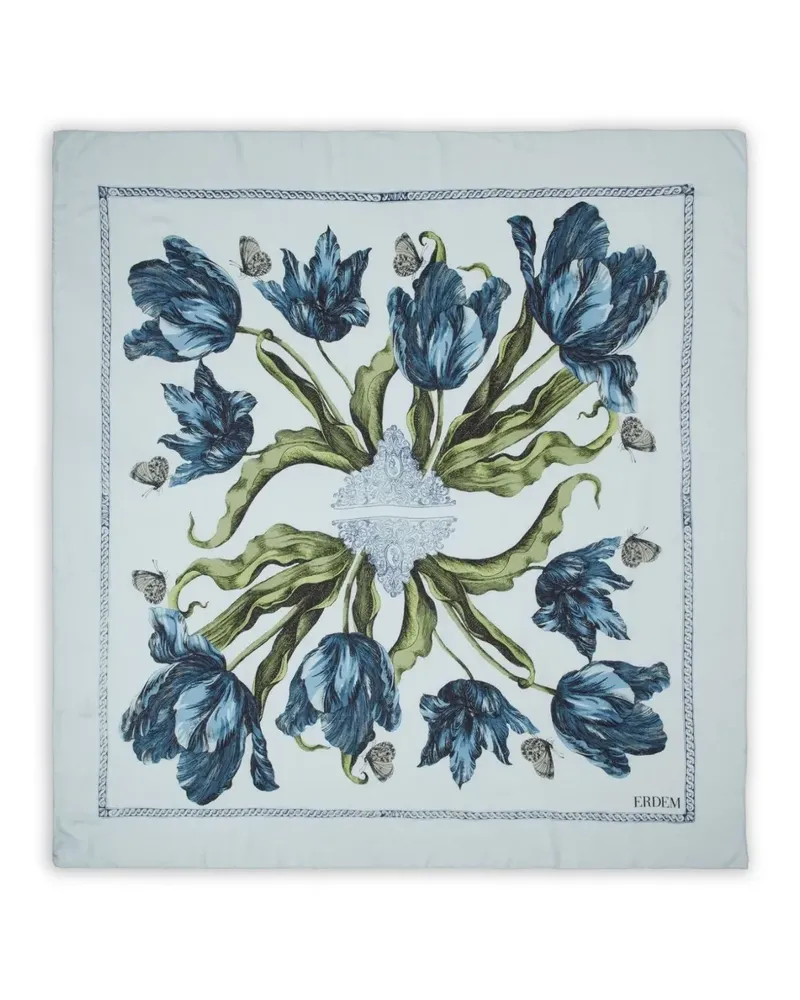 Erdem tulip-print scarf - Blau Blau