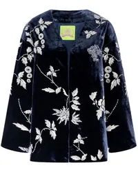 Shanghai Tang Samtjacke mit Perlendetail Blau