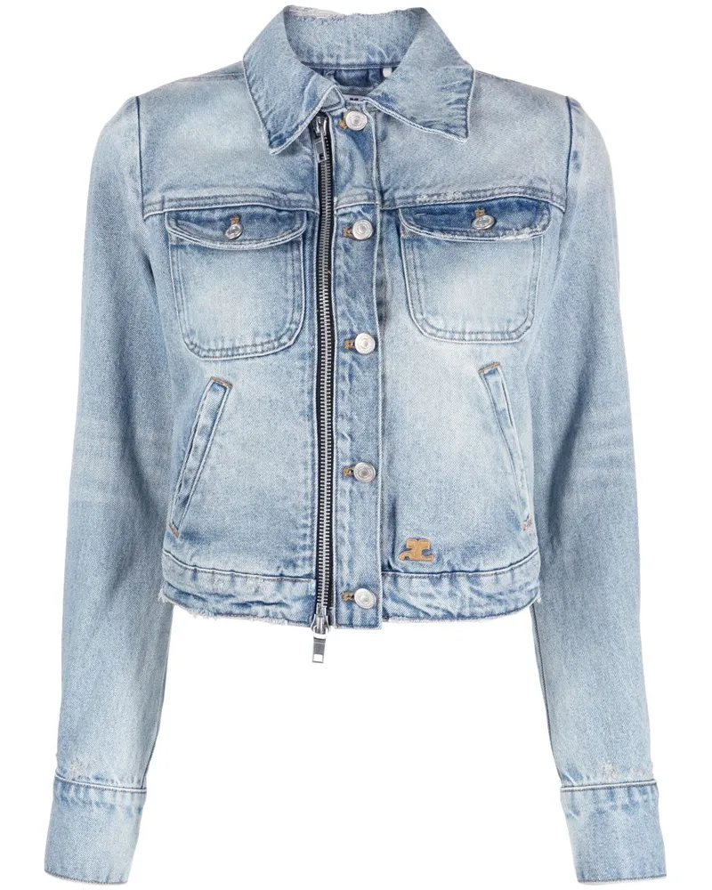 Courrèges Jeansjacke mit Reißverschluss Blau