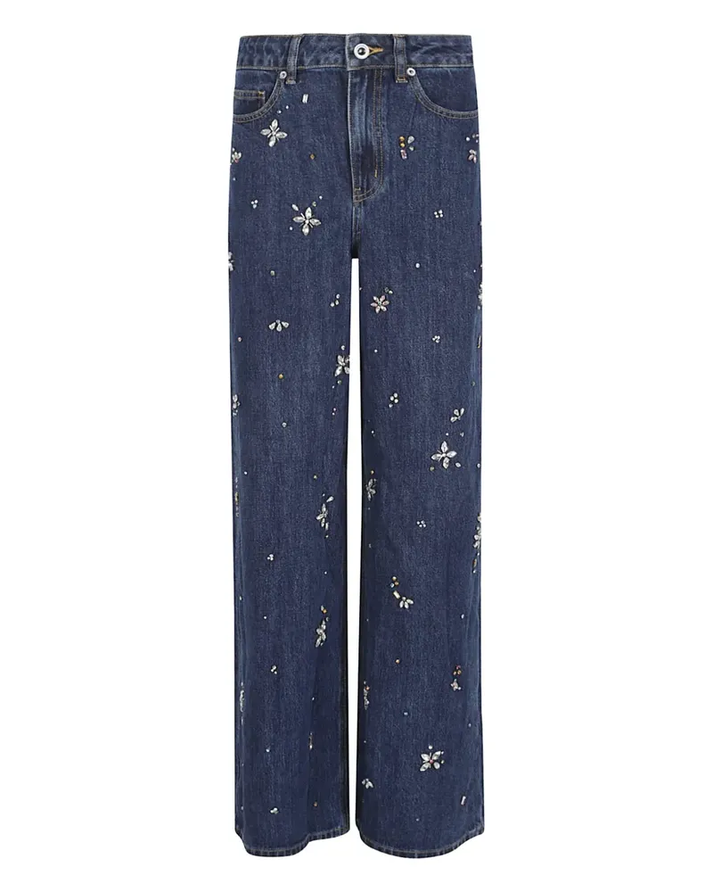 Self-Portrait embellished floral jeans - Blau Blau
