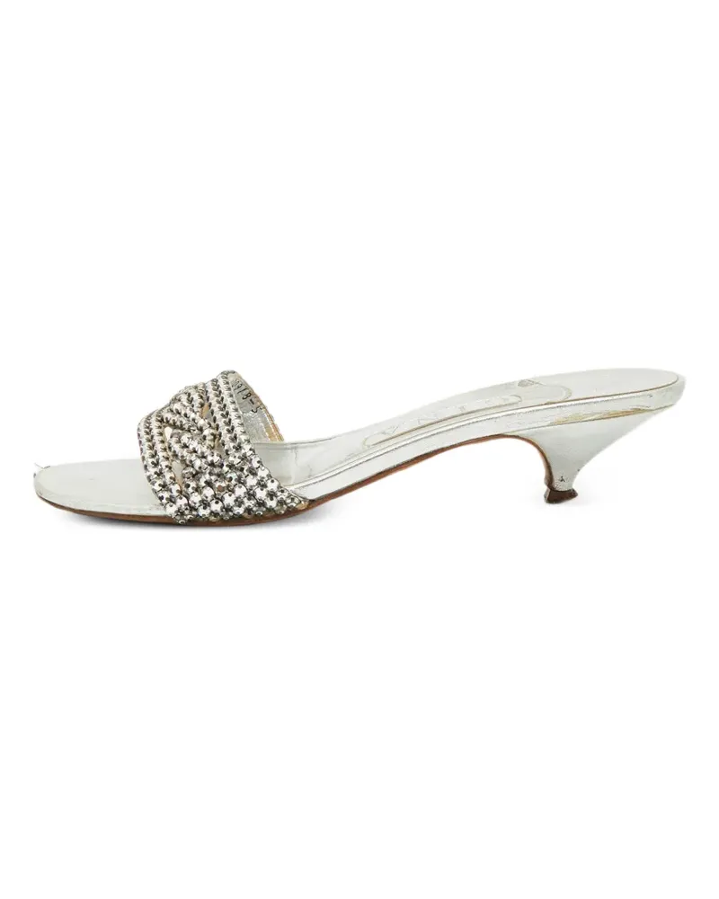 Gina crystal-embellished leather heeled sandals - Silber Silber