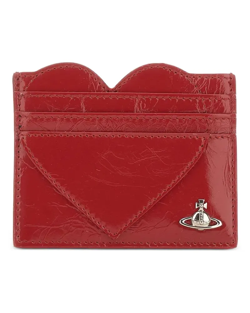 Vivienne Westwood Heart Kartenetui aus Leder in Knitteroptik - Rot Rot