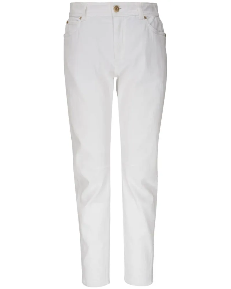 Brunello Cucinelli Halbhohe Slim-Fit-Jeans - Weiß Weiß