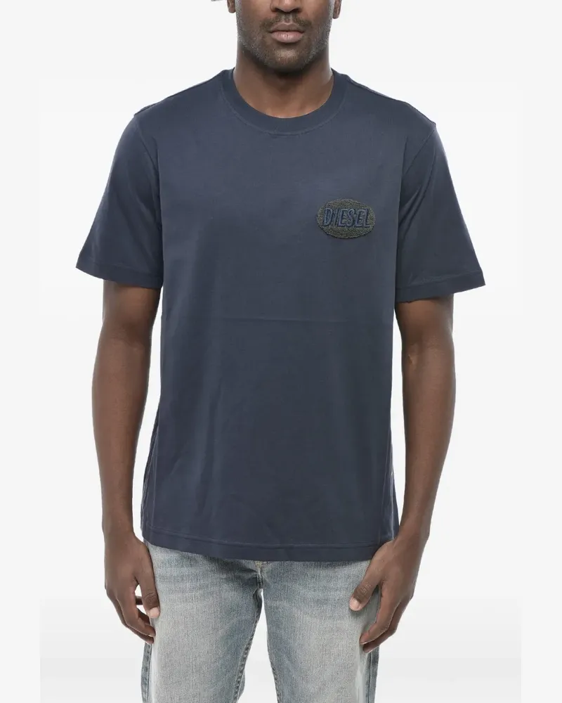 Diesel T-Shirt mit Logo-Stickerei - Blau Blau