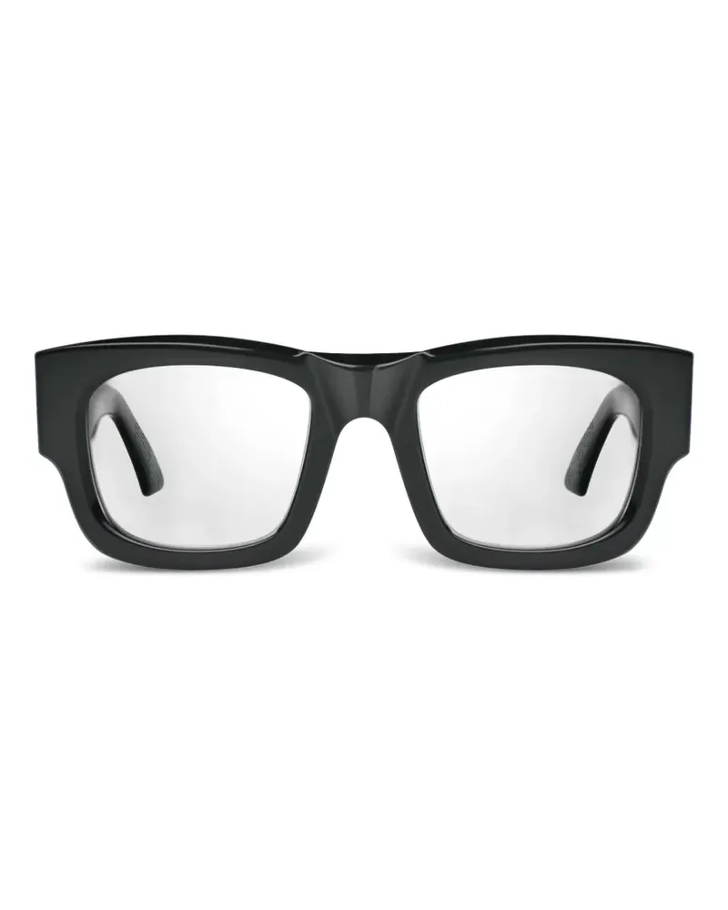 Bugatti Eckige Brille mit Logo-Schild - Schwarz Schwarz