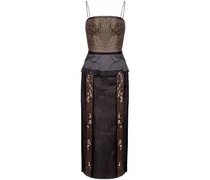 Kleid aus Seide mit Midi-Dekor - Braun