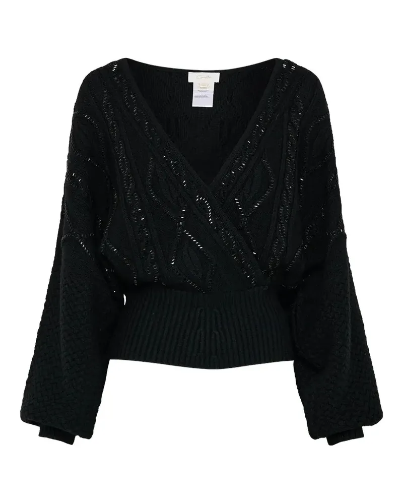 Camilla Surplice jumper - Schwarz Schwarz