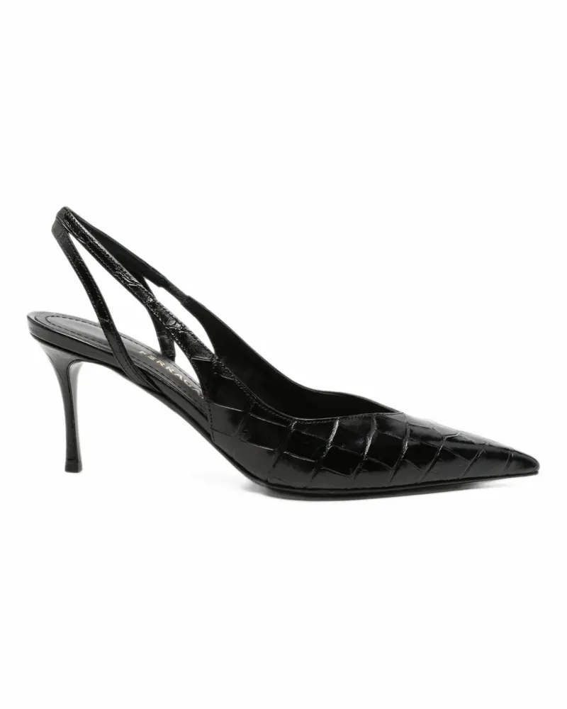 Ferragamo Dafne Slingback-Pumps mit Kroko-Effekt - Schwarz Schwarz