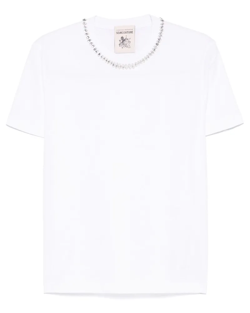 Semicouture T-Shirt mit Strassverzierung - Weiß Weiß