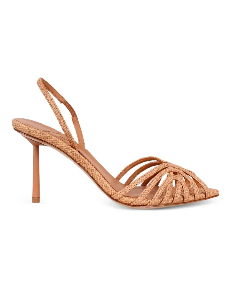 Le Silla Embrace Panama Sandalen aus gewebtem Raffiabast 80mm - Nude Nude