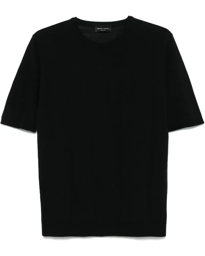 Roberto Collina Fein gestricktes T-Shirt - Schwarz Schwarz