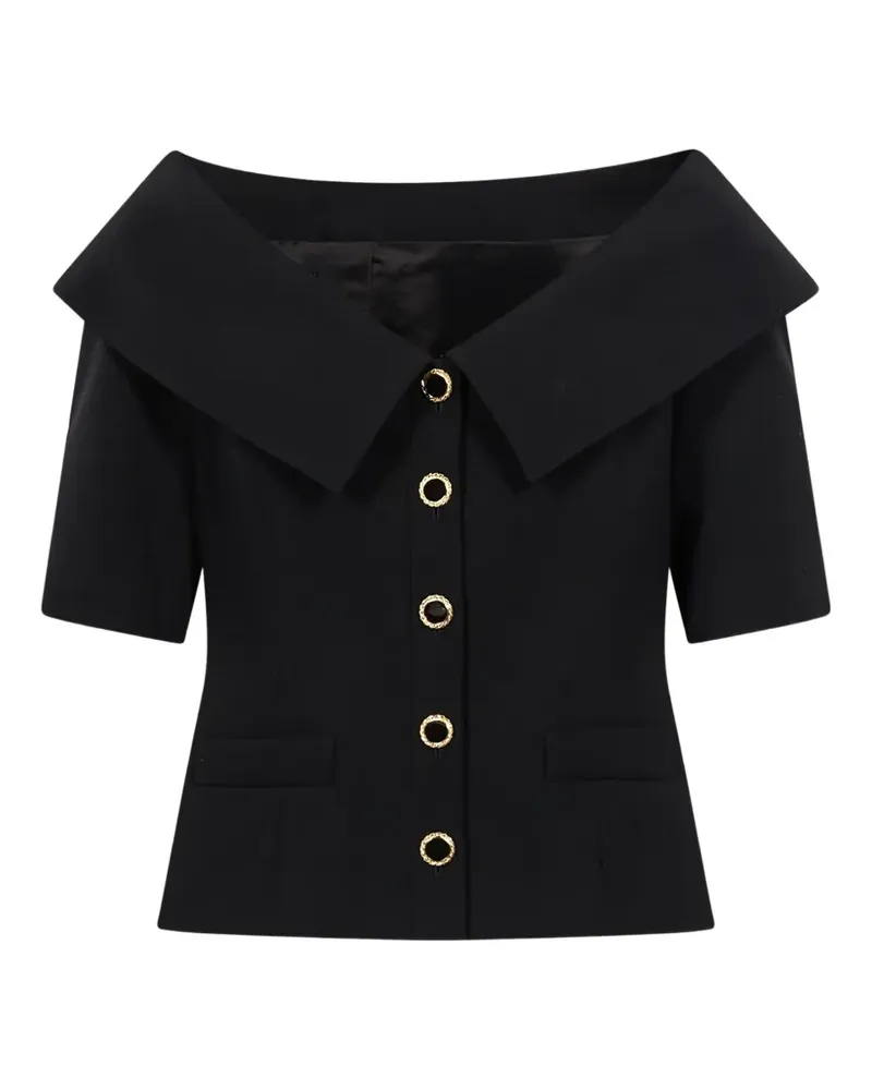 Alessandra Rich off-shoulder button-up jacket - Schwarz Schwarz