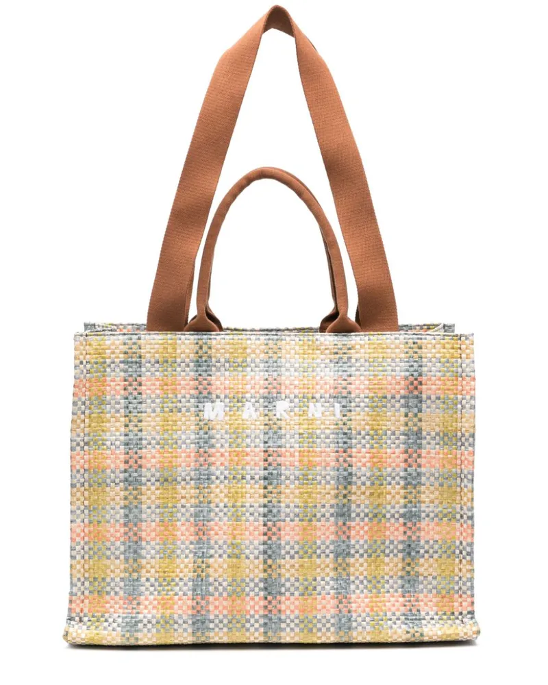 Marni Bast-Handtasche mit Schachbrettmuster - Braun Braun