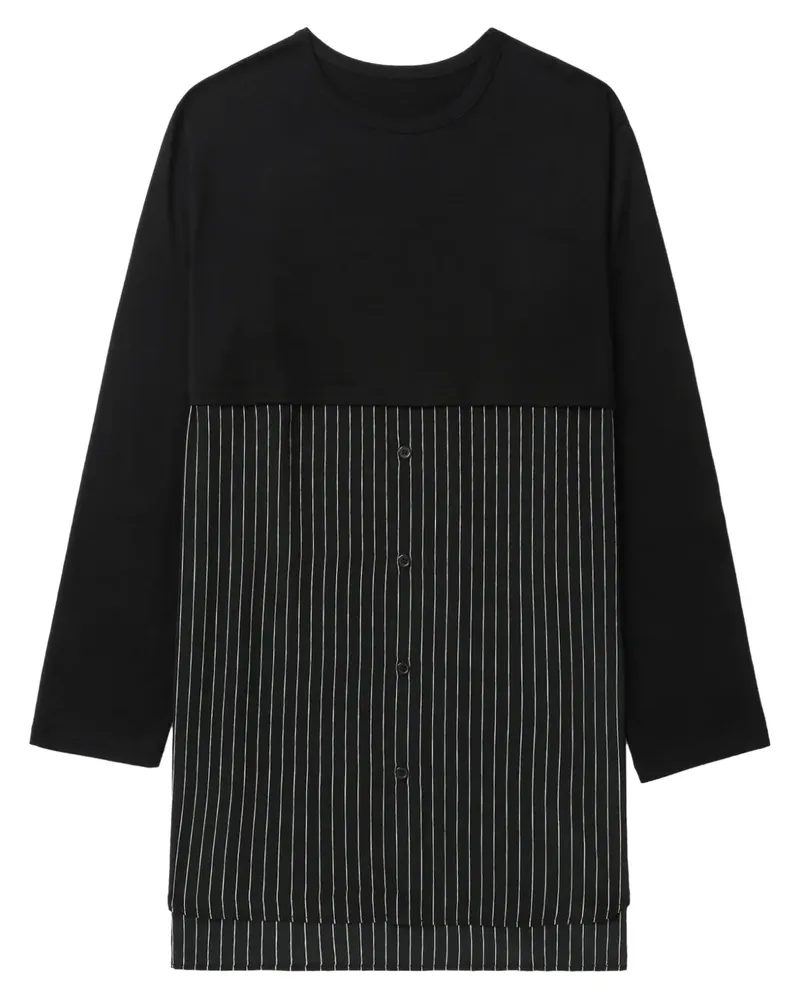 Yohji Yamamoto Gestreiftes T-Shirt - Schwarz Schwarz
