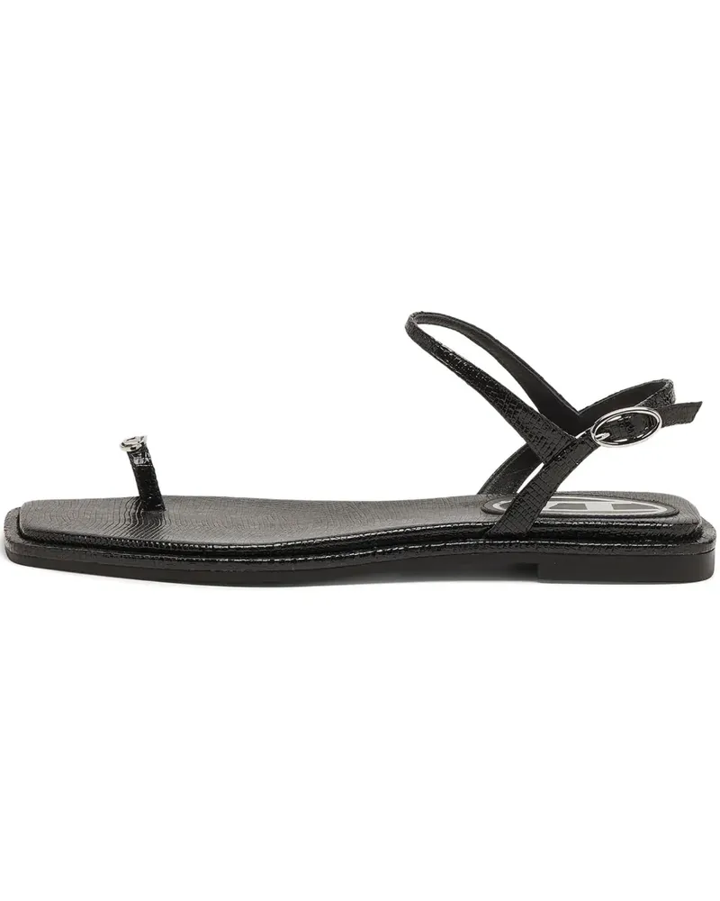 Diesel Flache D-AMBER Sandalen mit Logo-Detail - Schwarz Schwarz