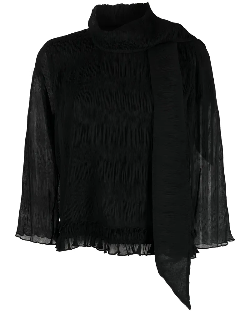 Ganni Bluse mit abnehmbarem Schal - Schwarz Schwarz