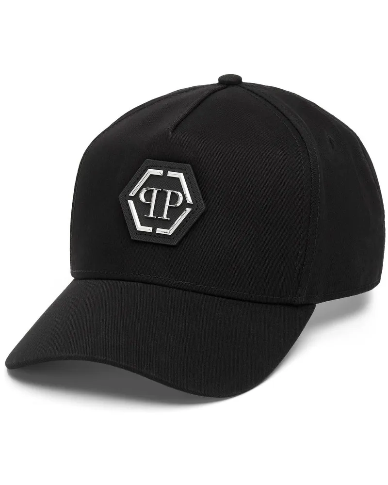 Philipp Plein Baseballkappe mit Logo-Schild - Schwarz Schwarz