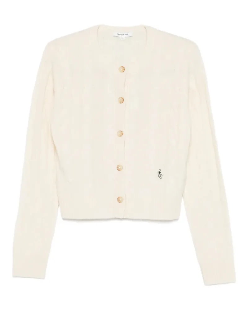 SPORTY & RICH Cardigan mit Zopfmuster - Weiß Weiß