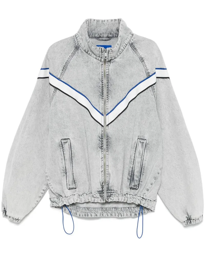HUGO BOSS Jeansjacke mit Logo-Streifen - Grau Grau