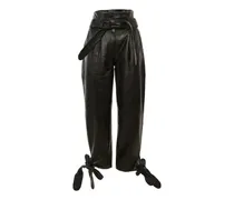 Paperbag-Hose mit Bindedetail - Schwarz