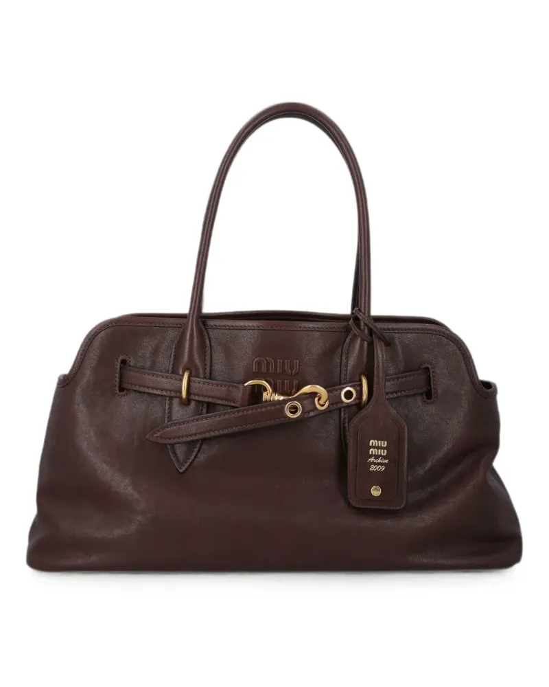 Miu Miu Aventure Tote Bag mit Logo-Prägung - Braun Braun
