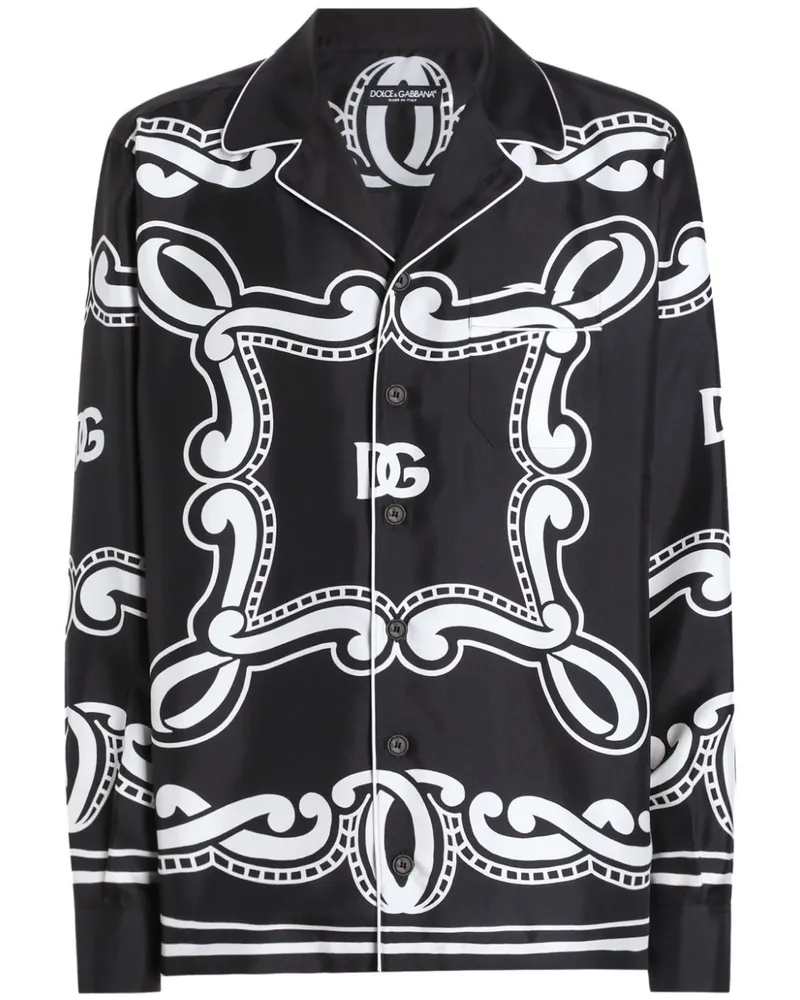 Dolce & Gabbana Hemd mit Bandana-Print - Schwarz Schwarz